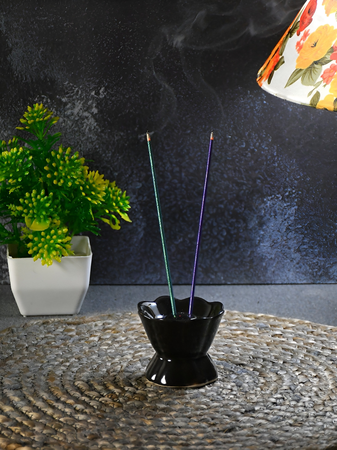 CLIO'S HERITAGE STORE Black Textured Ceramic Incense Stick Holder