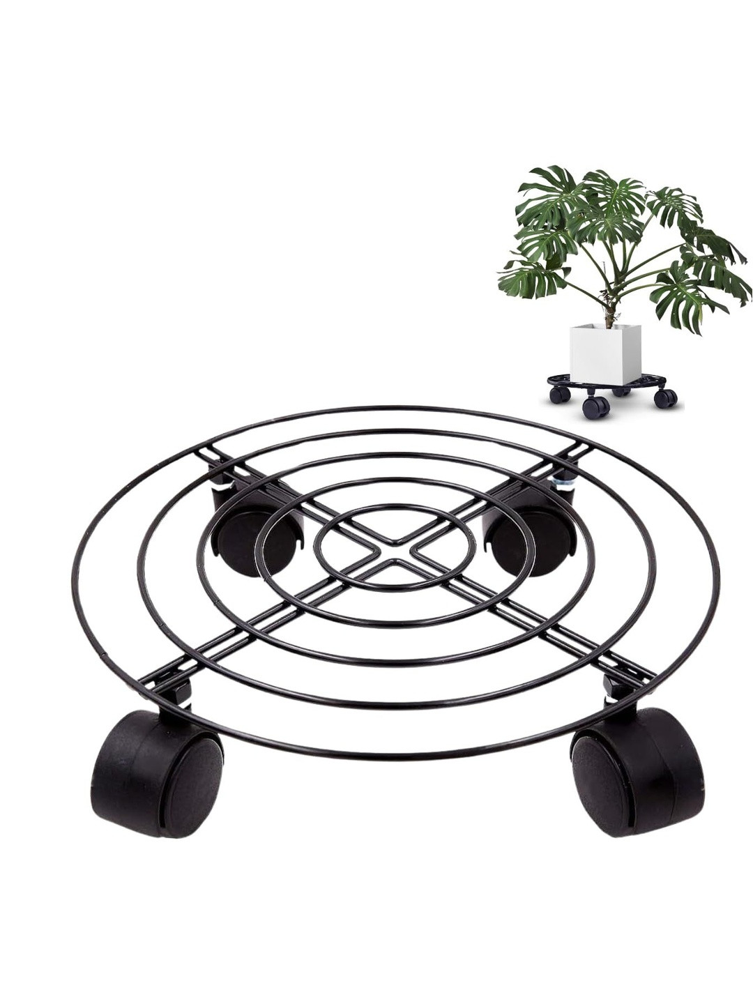 SUNBIRD Black Metal Iron Rack Wheel Round Stand