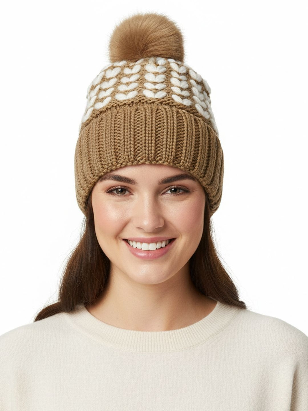 Moda Rapido Women Woollen Winter Beanie With Pom Pom