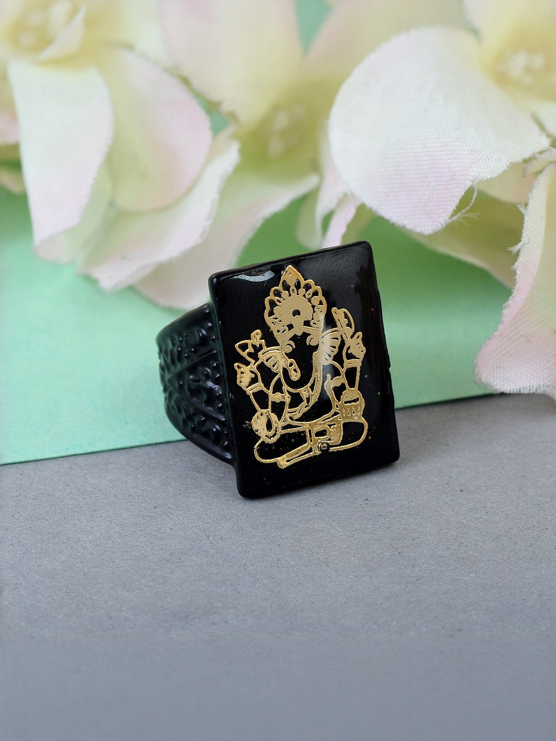 Brass Black Ganpati fingerring Ganesh