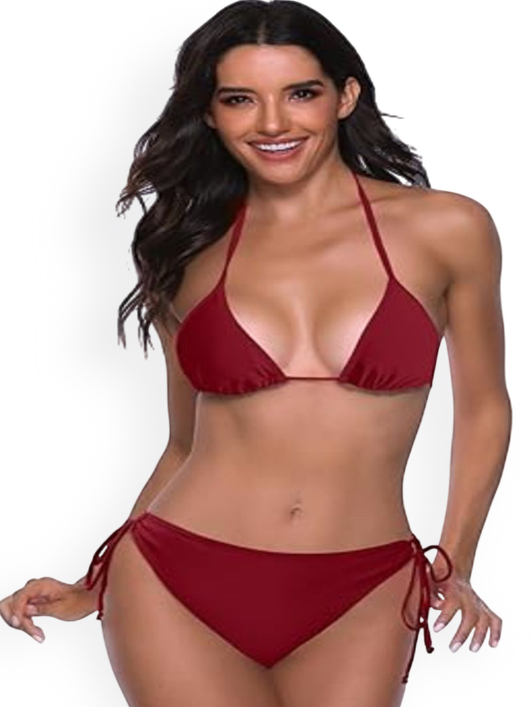 MON FASHION COLLECTION Women Triangle Cups Halter Neck Swim Bikini Set