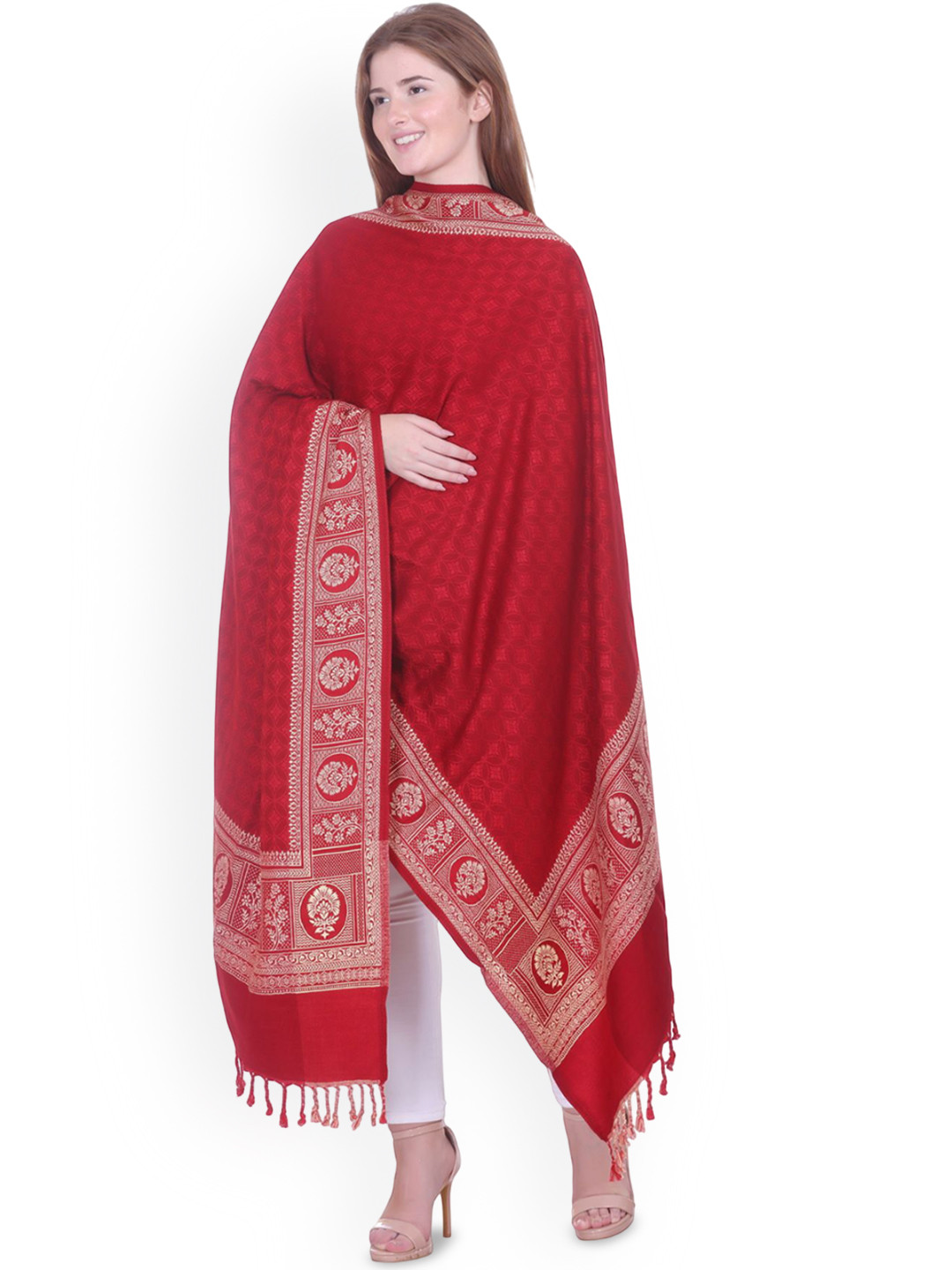 TRUDO Women Floral Woven Design Acrylic Shawl