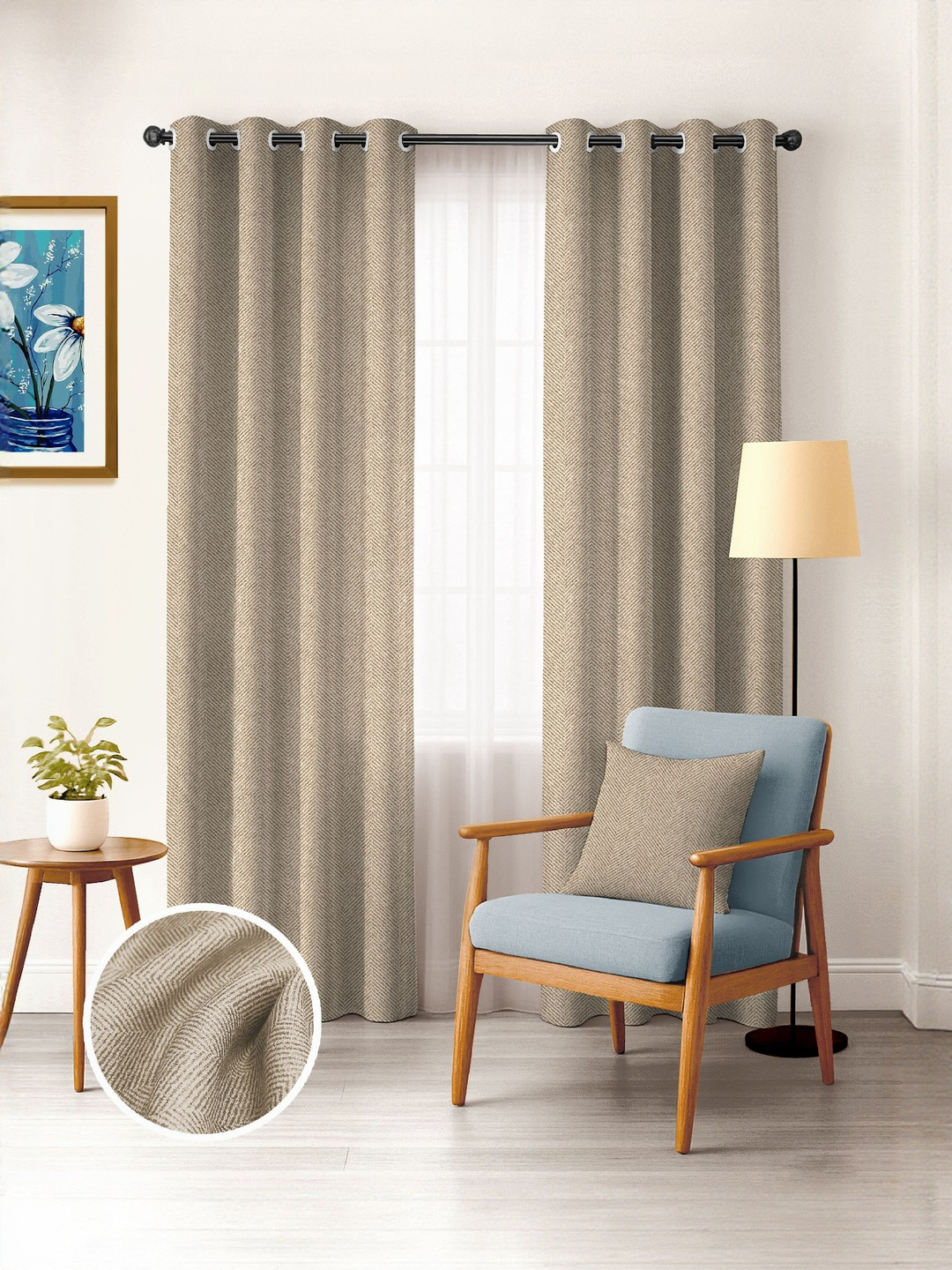 Myntra Elegant Homes Set of 2 Black Out 9 Feet Long Door Curtains