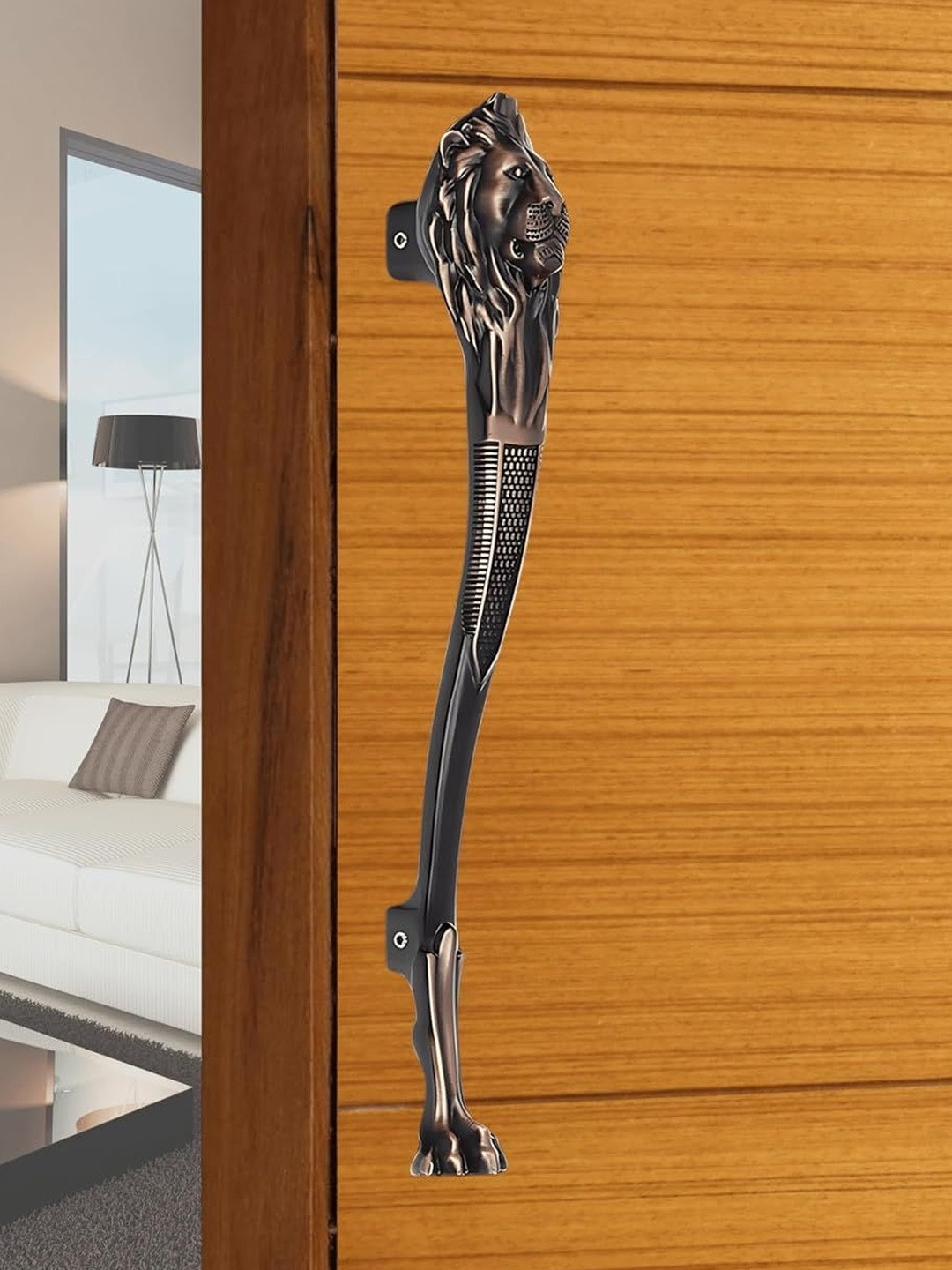 GLOXY Copper Black Finish Aluminium Heavy Duty Lion Shape Door Handle