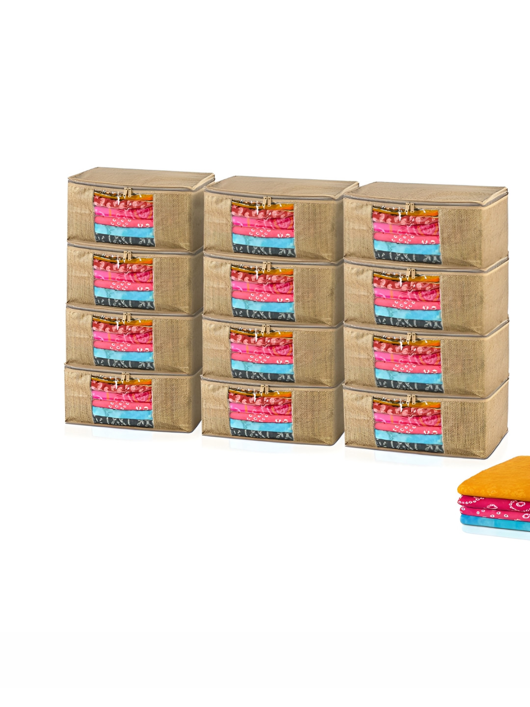 Aura Gold-Toned 12 Pieces Self Design Multi-Utility Saree Covers Organisers