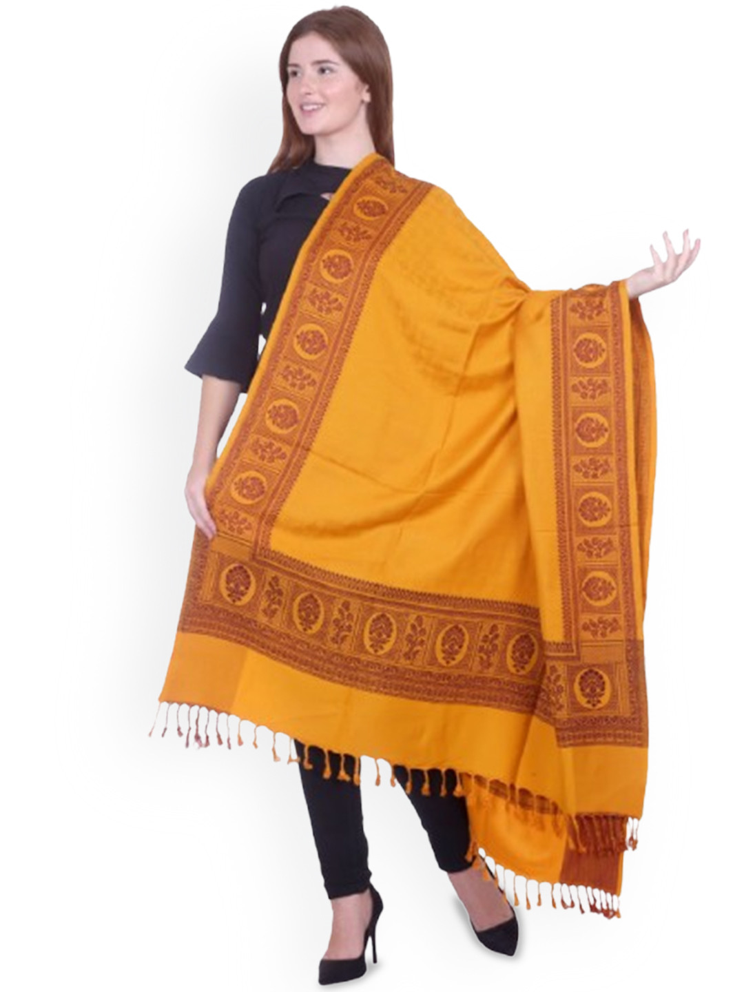 TRUDO Women Floral Woven Design Acrylic Shawl