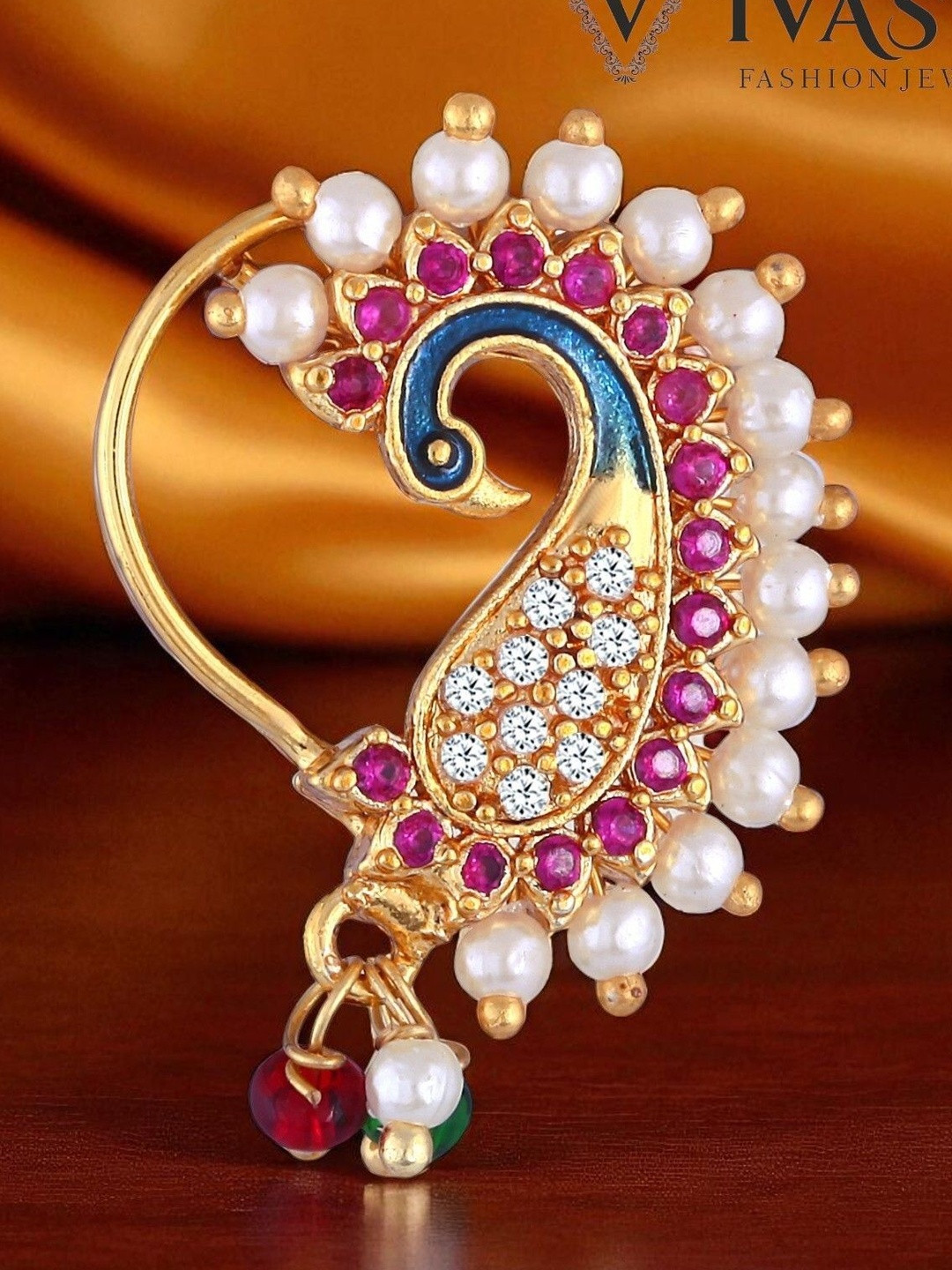 VIVASTRI Women Gold Plated Alloy Nath Nose Pins