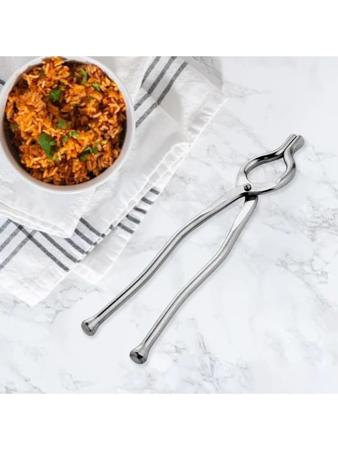 DeoDap Silver Stainless Steel Heat Resistant Pakkad Kitchen Tools