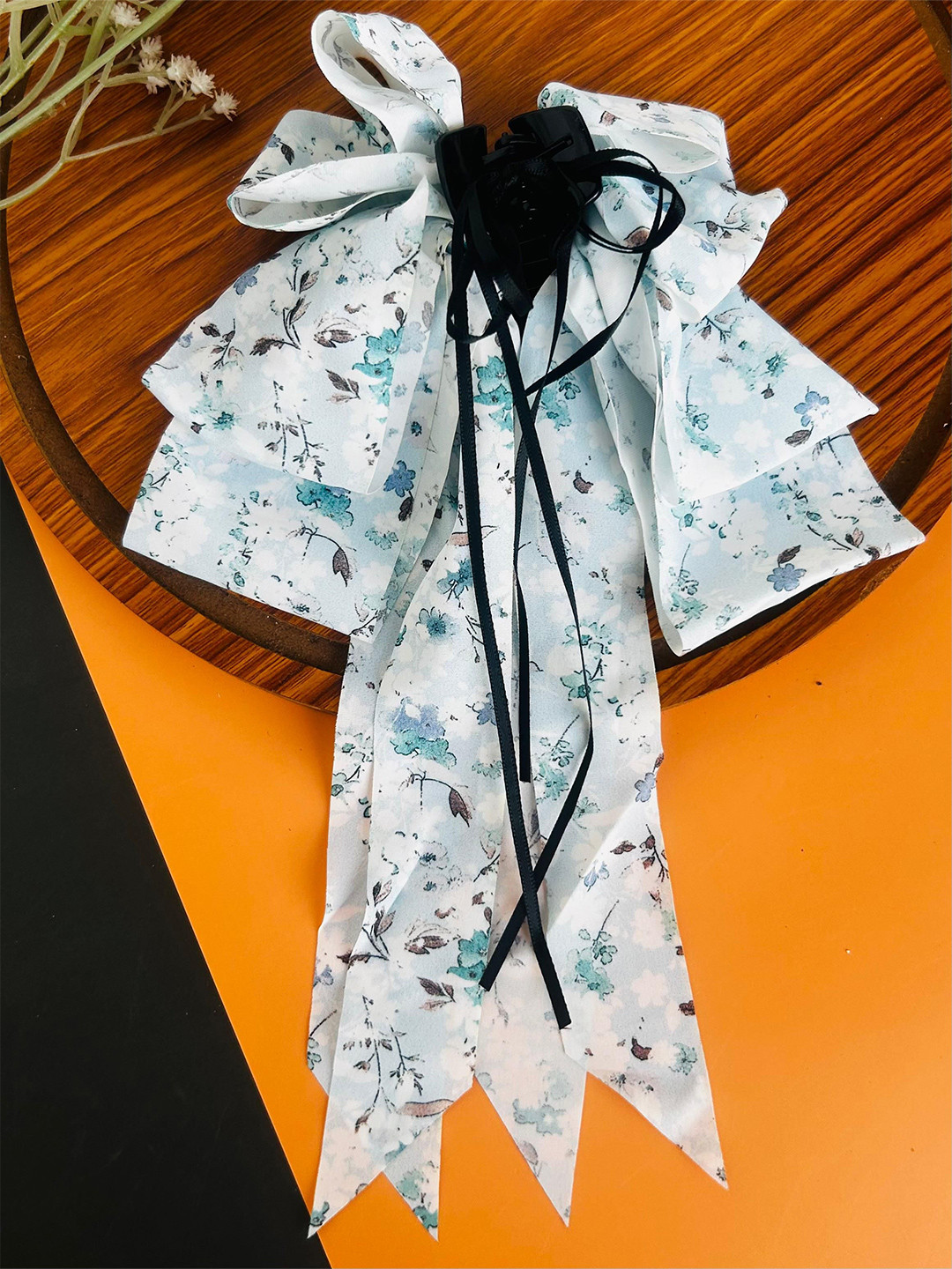 Radhya Accessories Women Long Floral Bow Hair Claw Clip