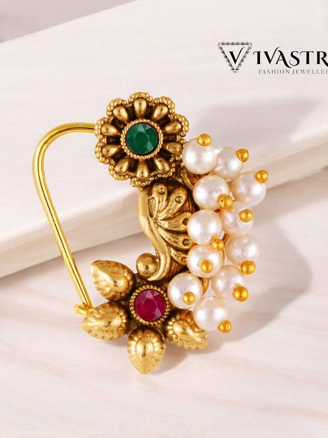 VIVASTRI Gold Plated Alloy Nath Nose Pins