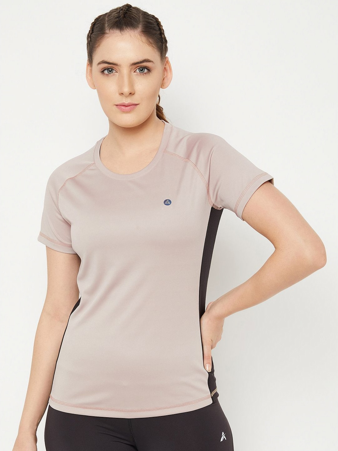 ATHLISIS Women e-Dry Technology Solid Round Neck Slim Fit T-shirt