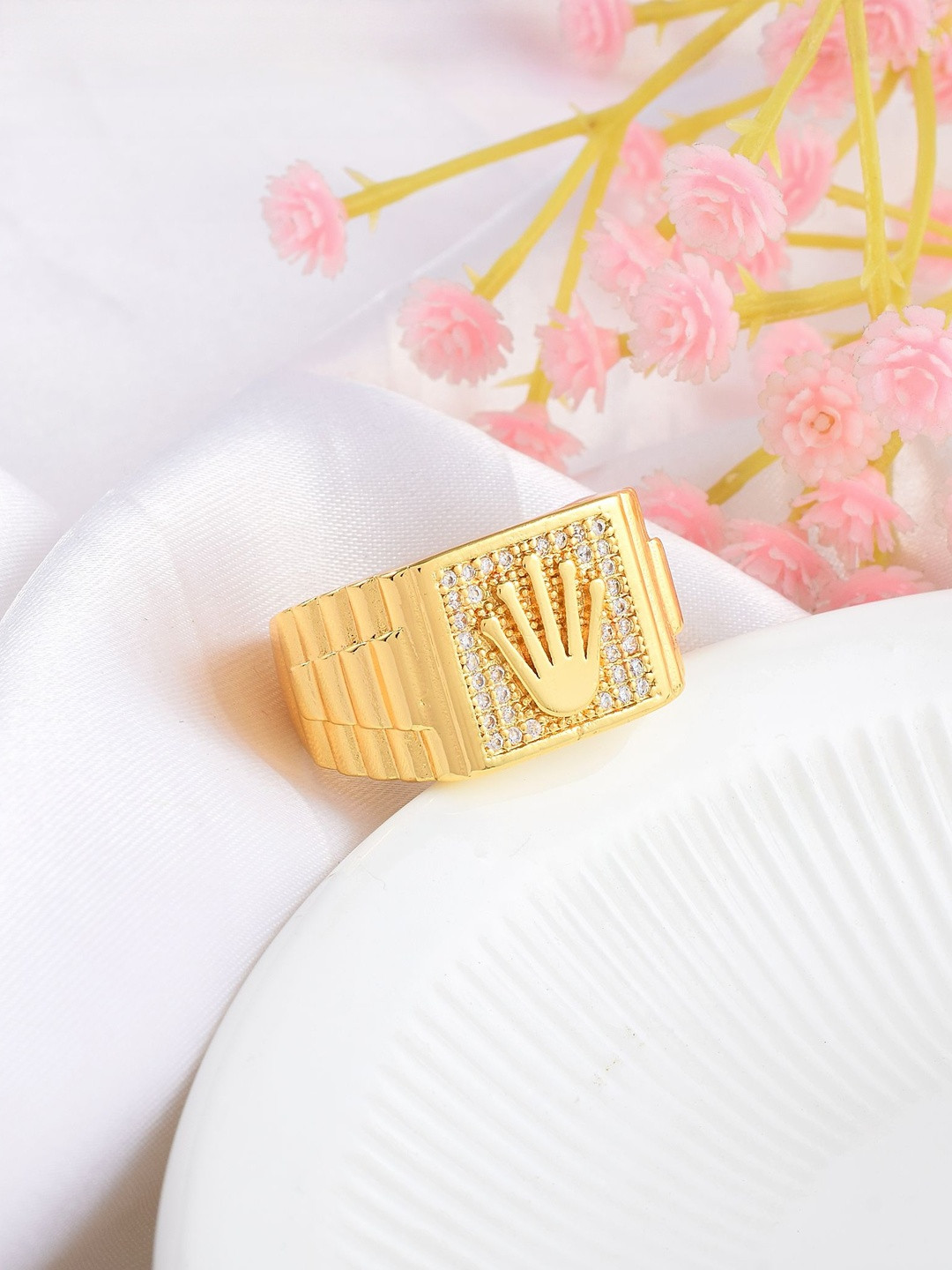 Brass Gold plated Imitation Diamond Fashion Jewellery Finger ring
