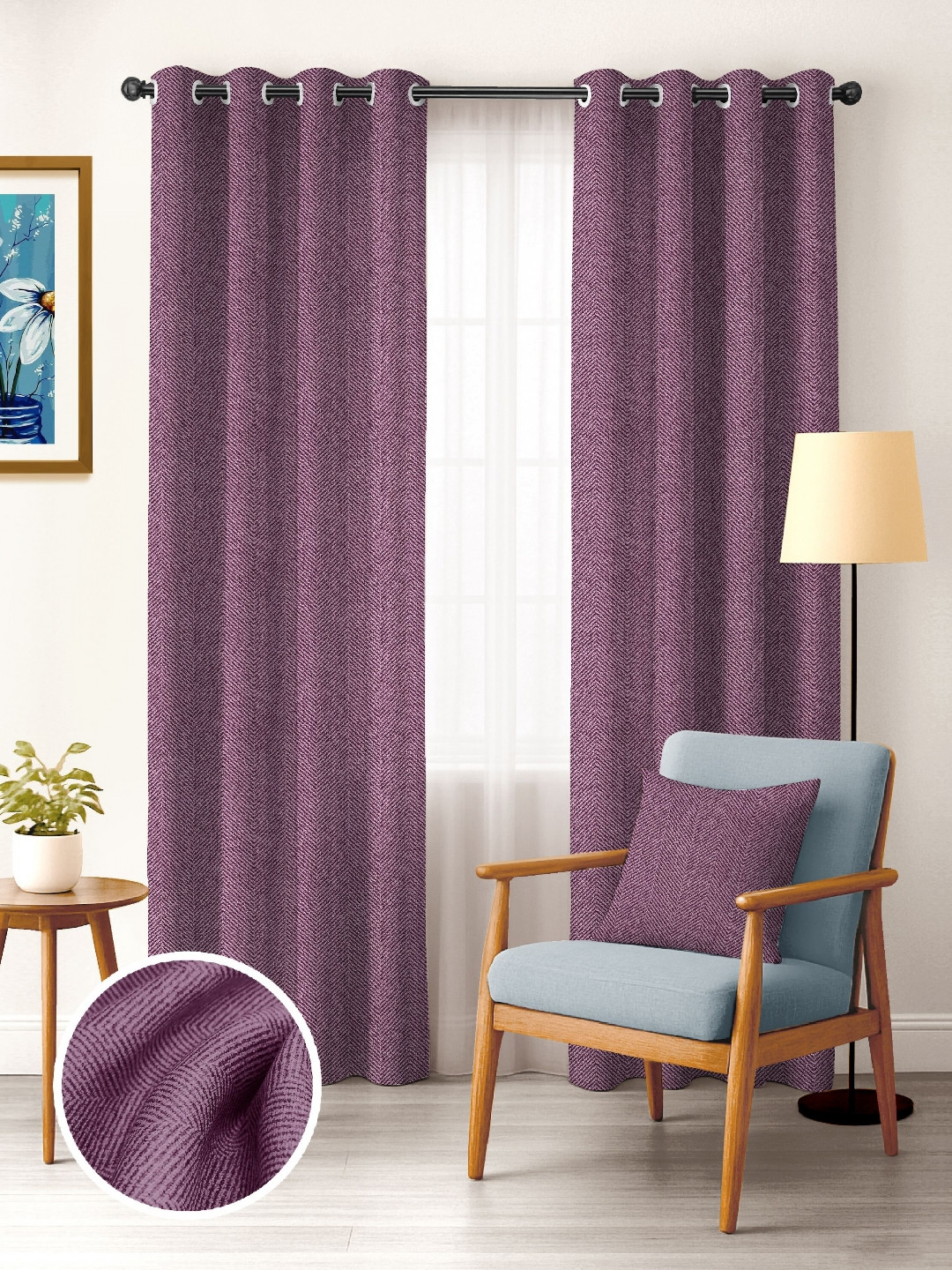 Nefertiti Home Pink 2 Pieces Black Out Door Curtain