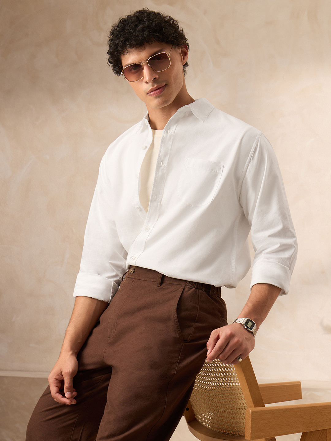 The Souled Store Spread Collar Supima Cotton Formal Shirt