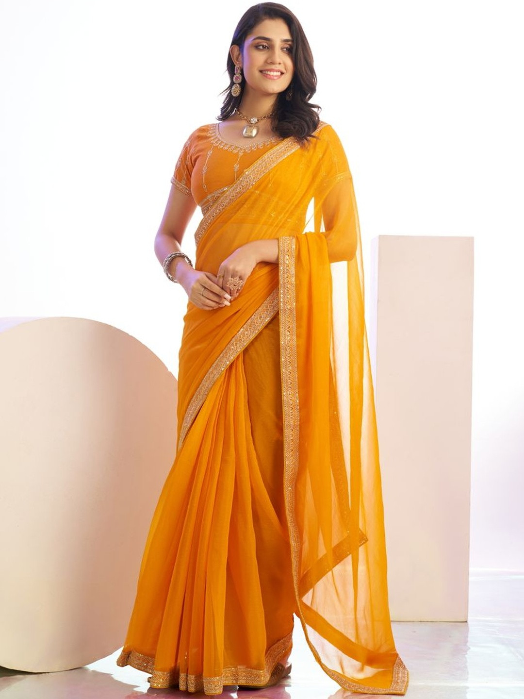 HERE&NOW Tissue Ready To Wear Saree