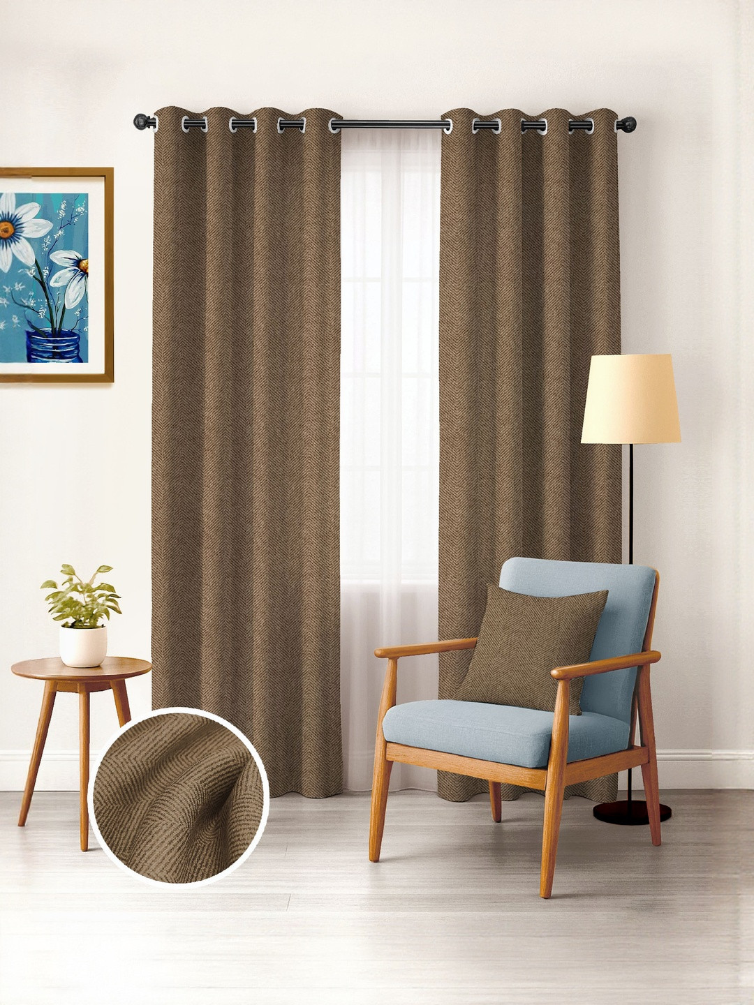 TWILLBONE PREMIUM COFFEE BLACKOUT DOOR CURTAINS 7 FT