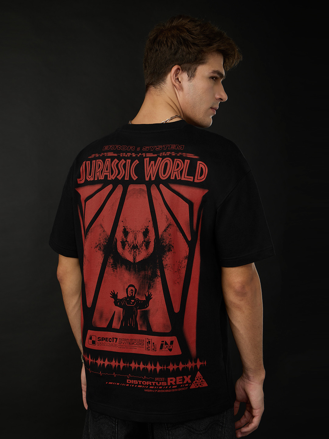 The Souled Store Jurassic World Printed Pure Cotton Oversized T-shirt