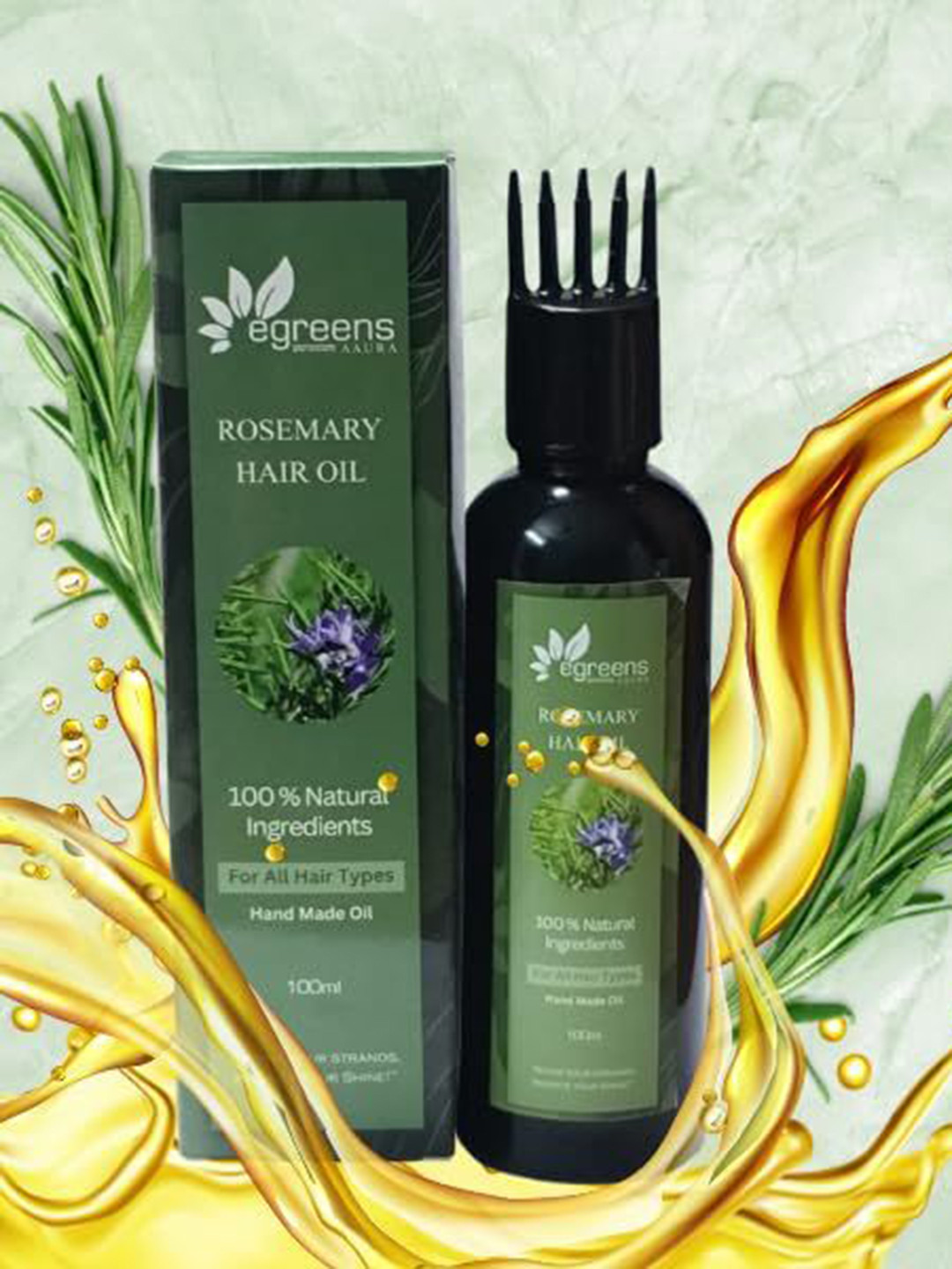 E-GREENS AAURA- glow naturally Rosemary Hair Oil For Hair Growth - 100 ml