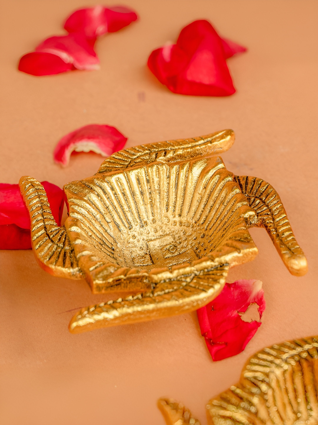 The Zappy Box Gold-Toned Textured Metal Swastika Diya