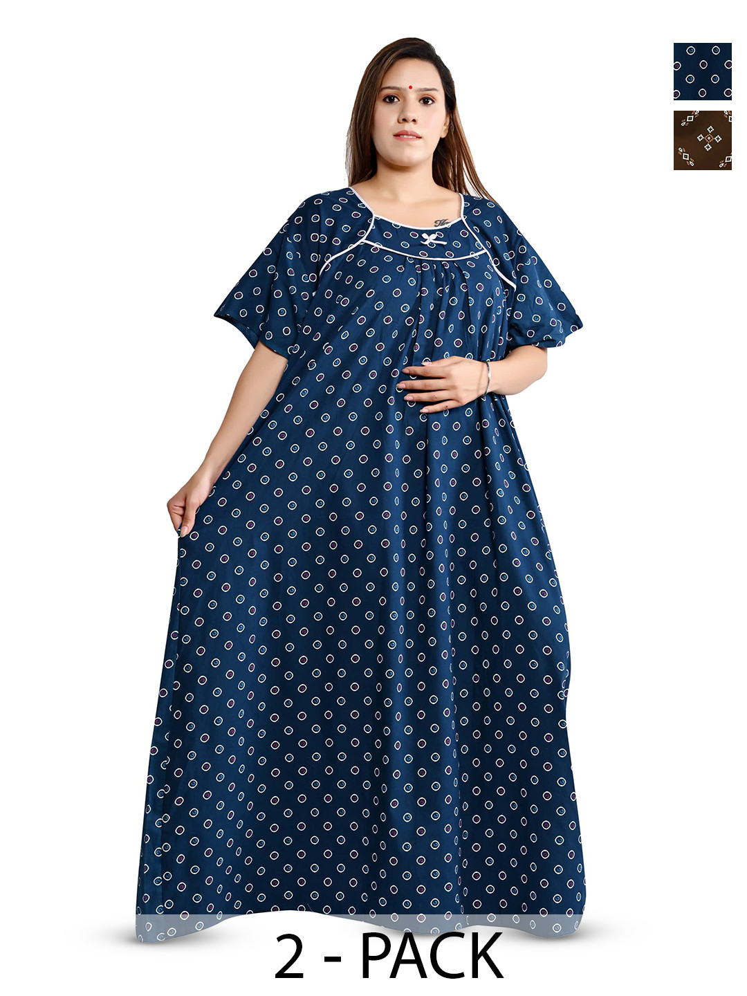 Bindass Female Collection Plus Size Printed Maxi Nightdress