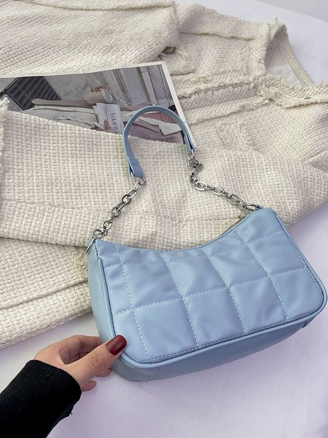 CORSICA Women Blue Textured Casual Handbag