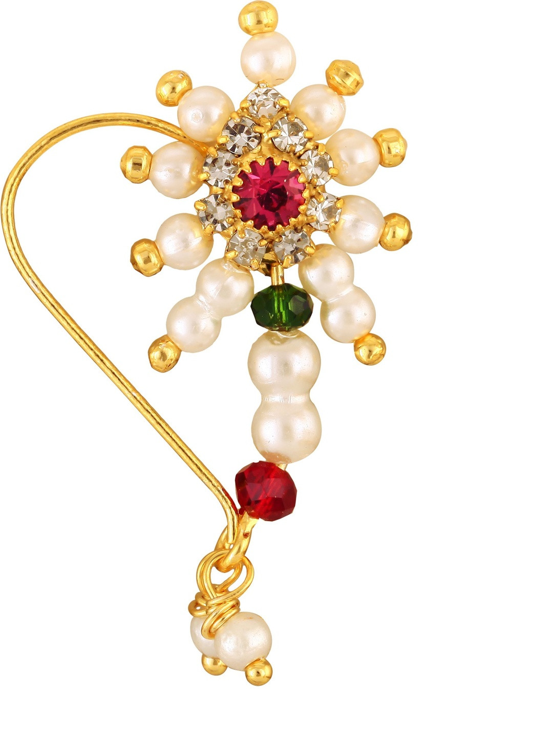 VIVASTRI Women Gold Plated Alloy Nath Nose Pins Without Piercing