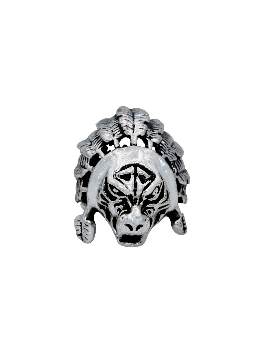 DZINETRENDZ Unisex Oxidised Antique Finish Indian Mythical Lion Finger Ring