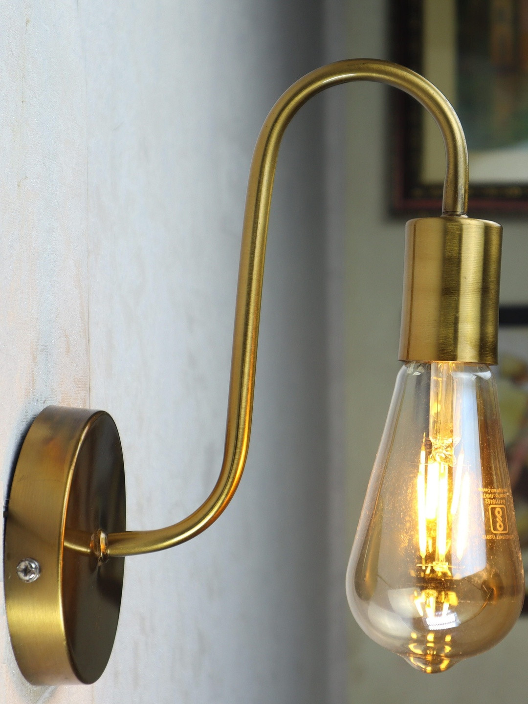 HomesElite Gold-Toned Metal Uplight Wall Lamp With Bulb