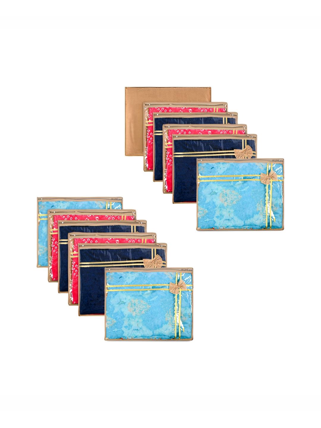 Aura Gold-Toned 12 Pieces Self Design Saree Covers for Storage with Zip Organisers