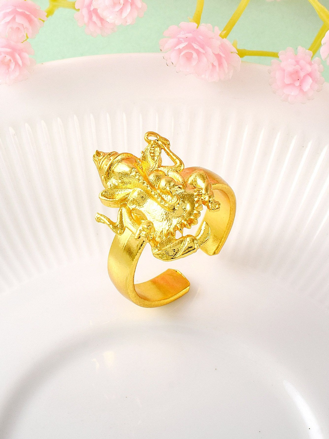 Brass Goldplated handmade Adjustable Ganesh Ganpati fingerring