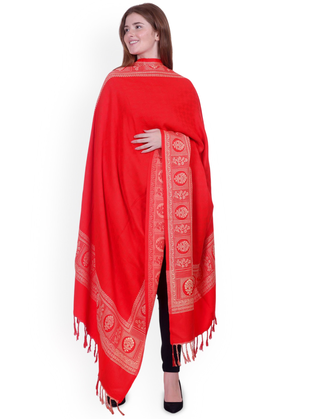 TRUDO Women Floral Woven Design Acrylic Shawl