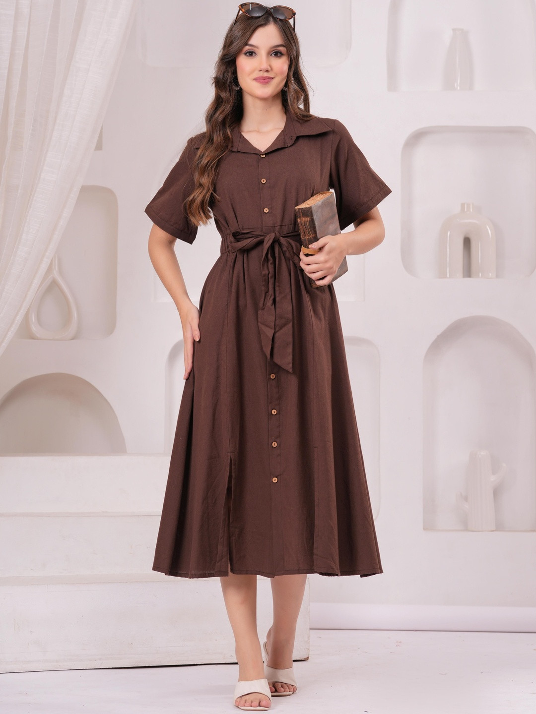 Women shirt Collar neck Cotton  Dress