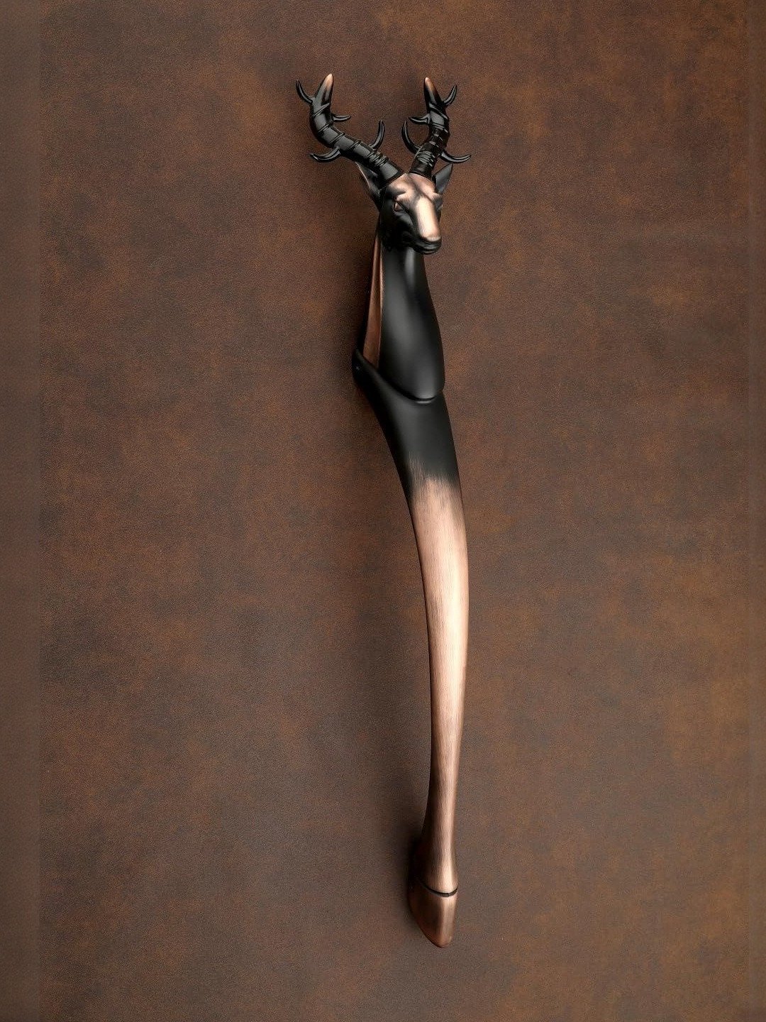 GLOXY Copper Black Finish Aluminium Deer Shape Curved Door Handle