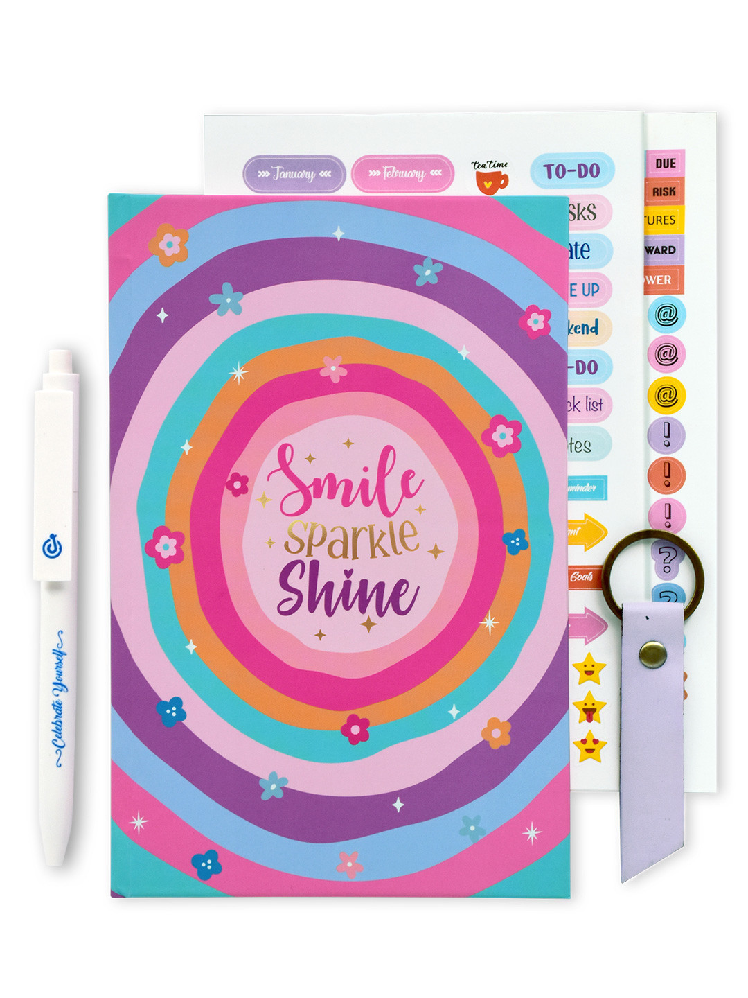 Doodle Pink & Yellow Joyful Sparkle Undated A5 Planner Gift Set