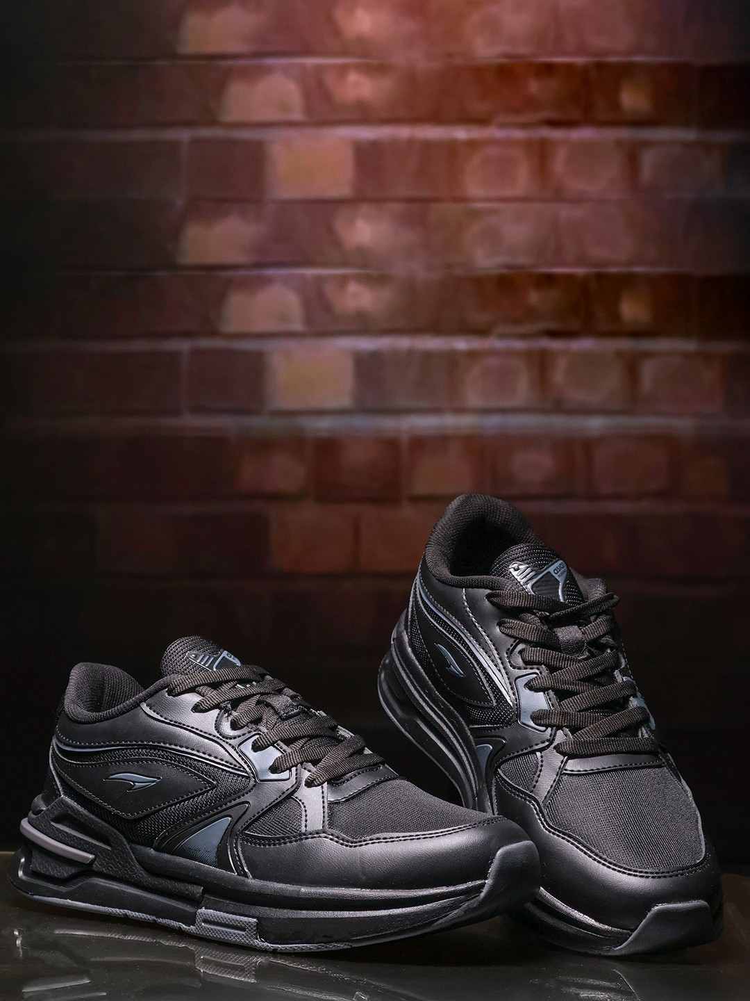 ASIAN Black Stylish Colourblocked Sport Shoes