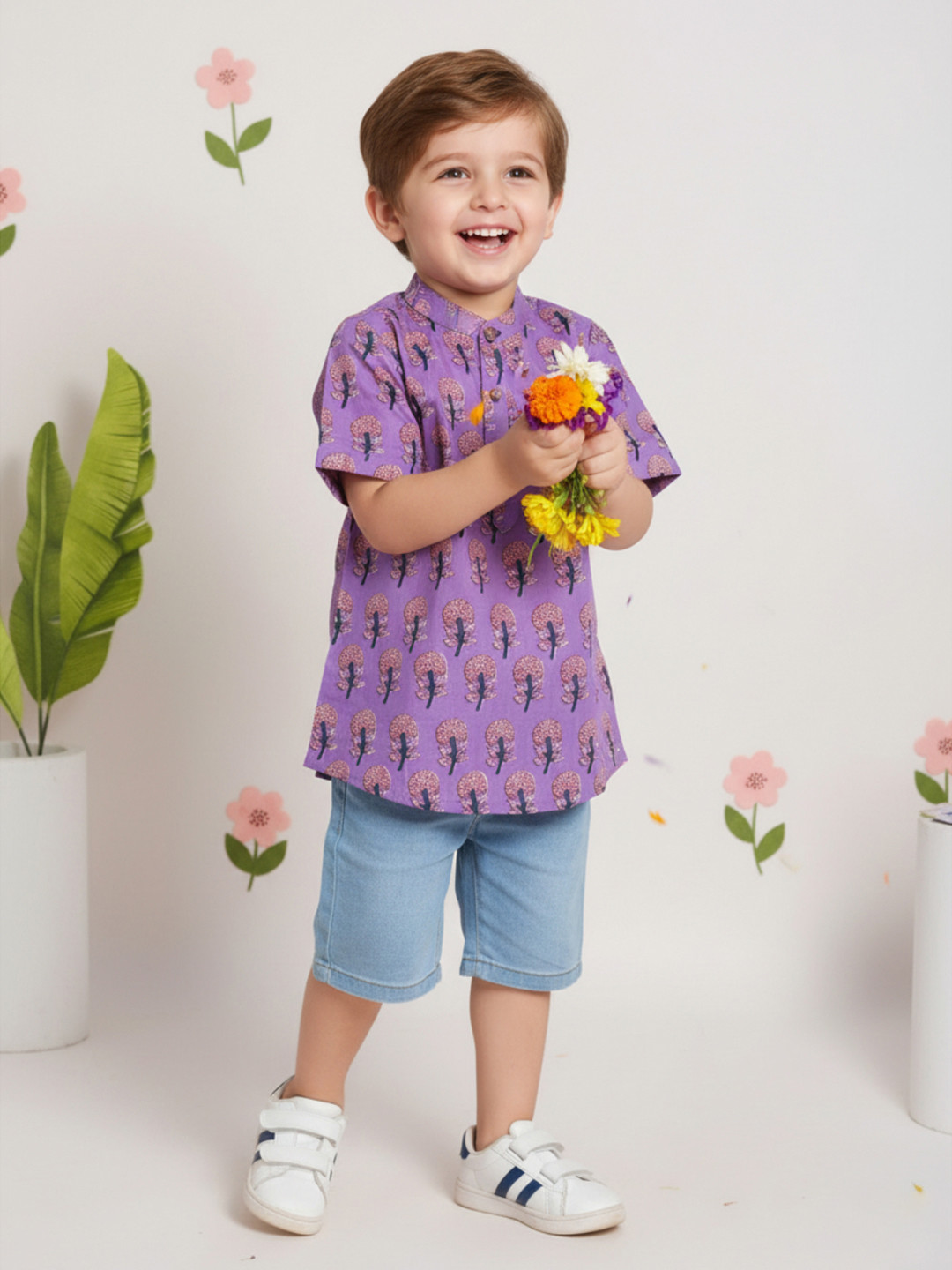 MASU LIVING Boys Comfort Opaque Conversational Printed Cotton Casual Shirt