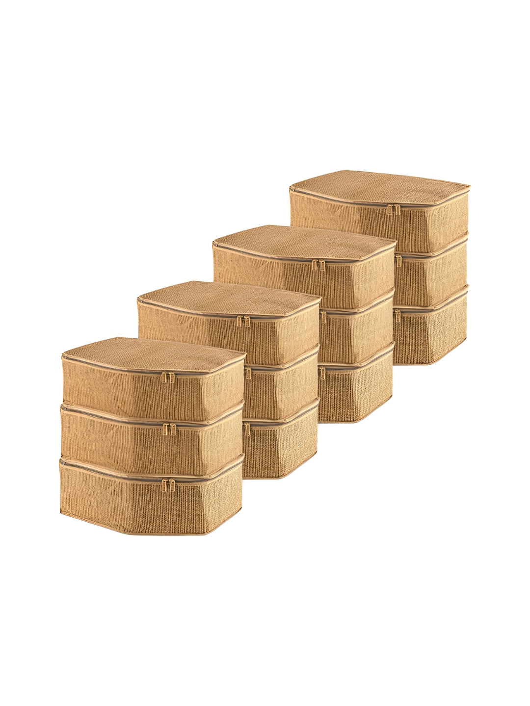 Aura Gold-Toned 12 Pieces Self Design Blouse Covers for Storage with Zip Organisers