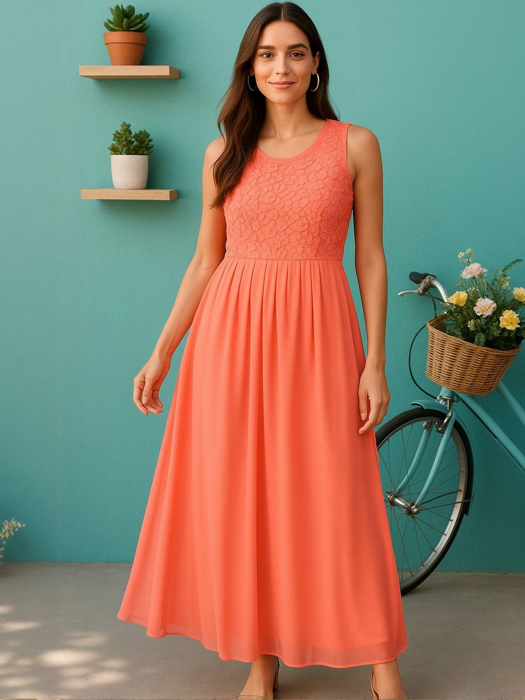 Sleeveless Lace Maxi Dress