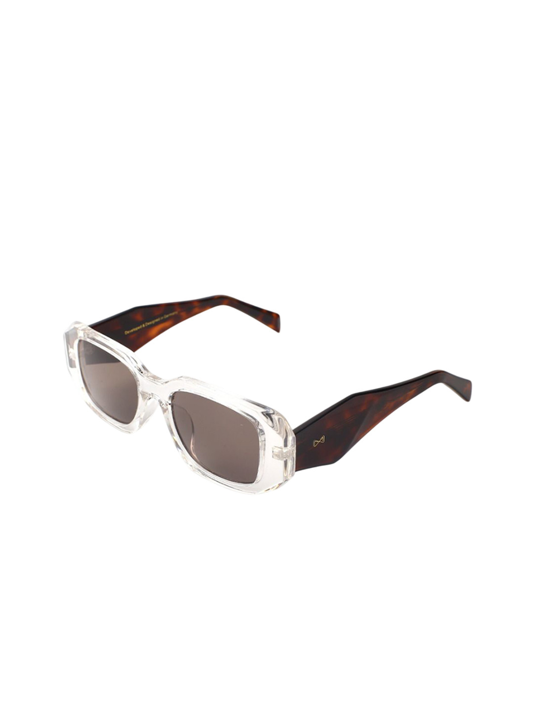 Vojos Unisex Crestal C4 Brown Lens & White Rectangle Sunglasses With UV Protected Lens