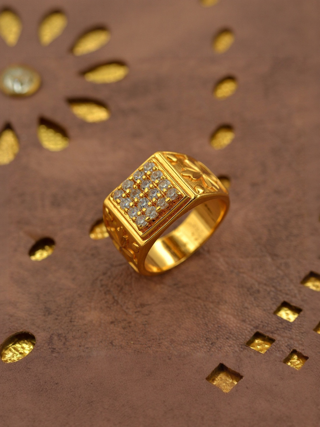 Brass Gold plated CZ Heavy Fashion finger ring