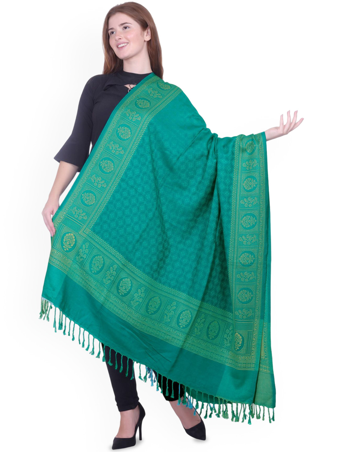 TRUDO Women Floral Woven Design Acrylic Shawl