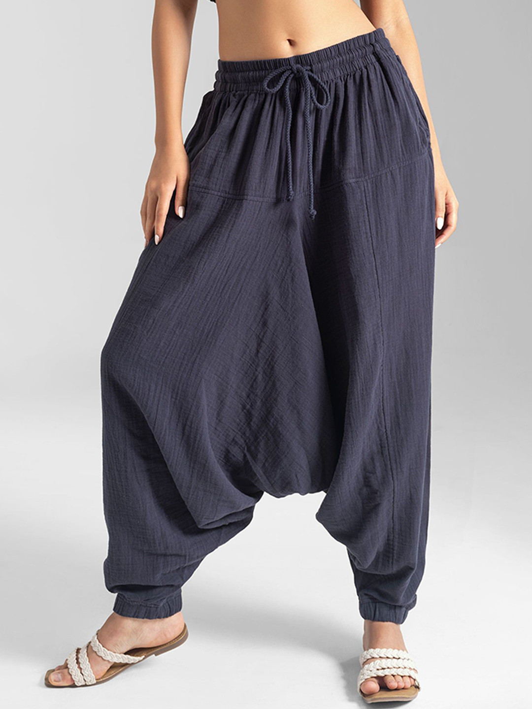 The Veshti Company Women Relaxed Fit Lightweight Breathable Cotton Harem Pants