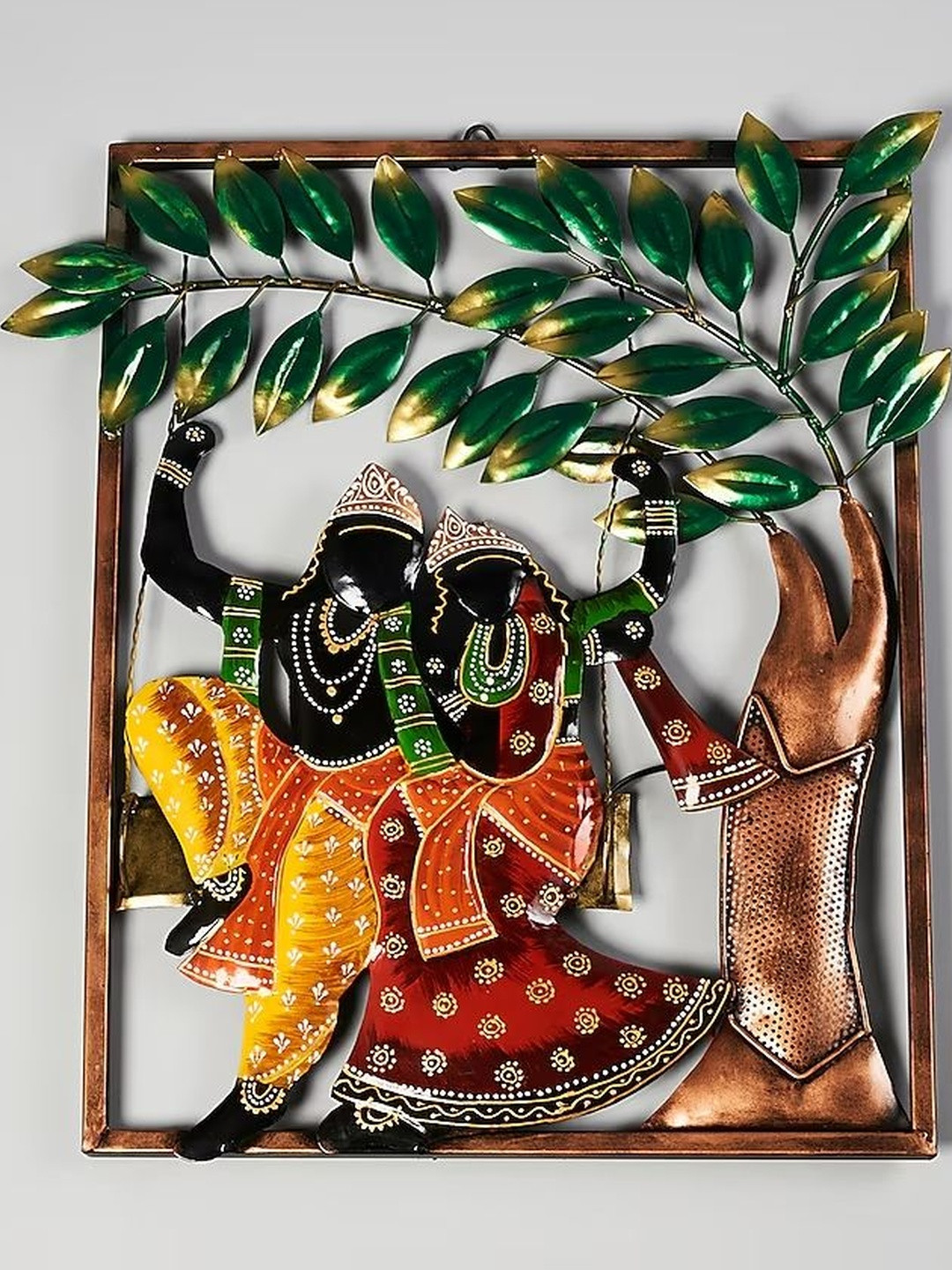 HOME DECOR BY ADITI Multi-Colored Metal Radhakrishna Wall Art