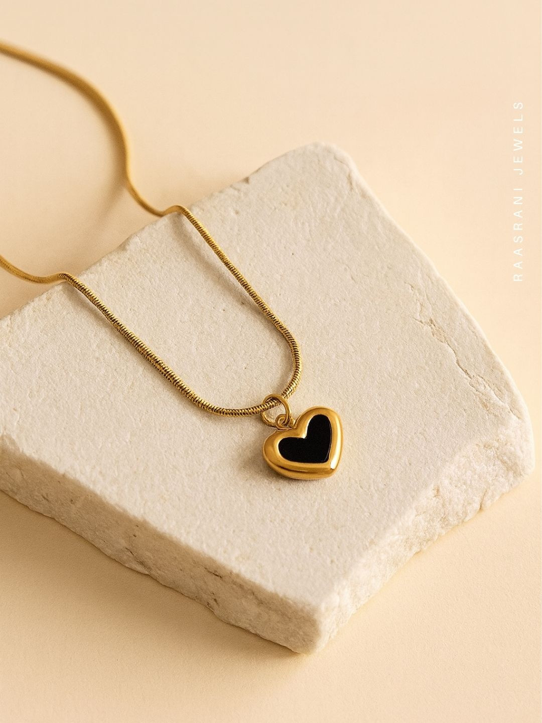Raasrani Gold Plated Onyx Stone Minimal Necklace