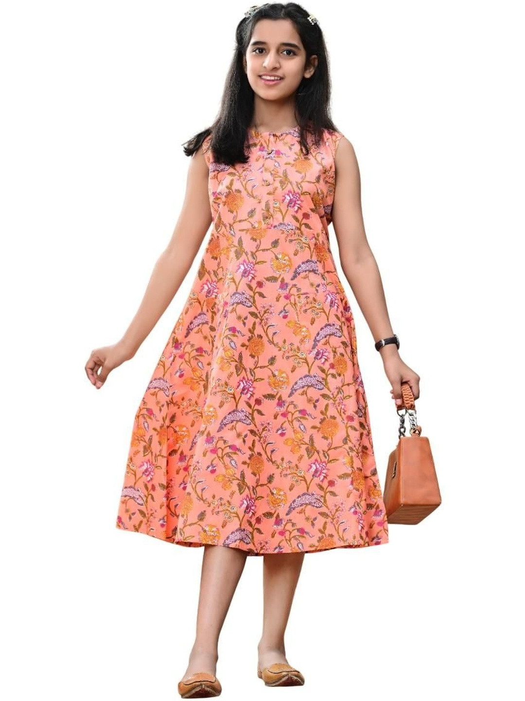 DMP FASHION Floral Print Cotton Longline Top