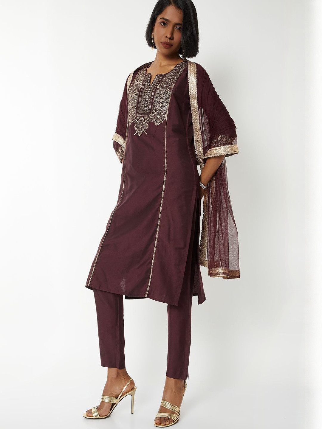 Max Women Embroidered Straight Kurta Set
