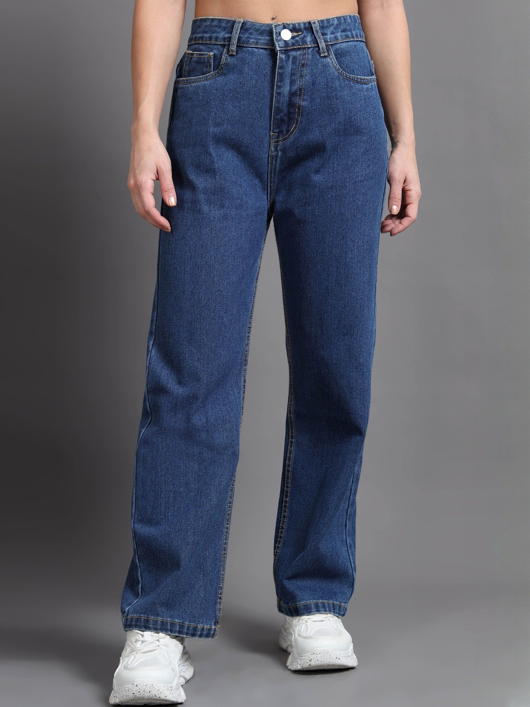 Kolor Fusion Women Blue Baggy Fit Mid-Rise Cotton Jeans