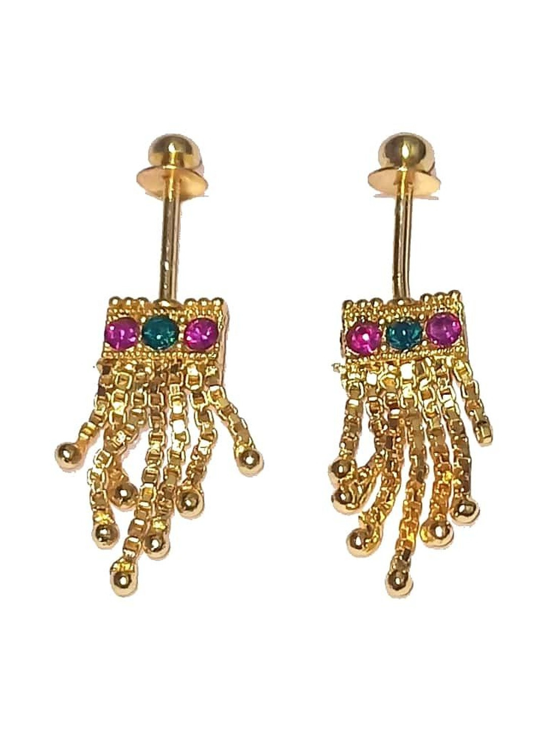 Adhira's Women Traditional Golden Maharashtrian Press Clip On Bugdi Earrings