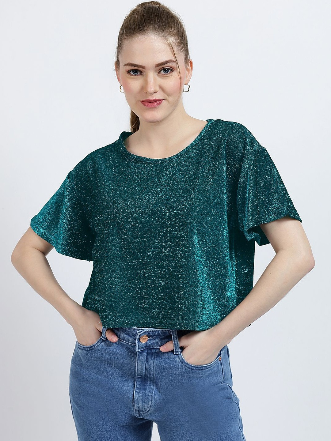 SZN Women Flared Sleeve Crop Top