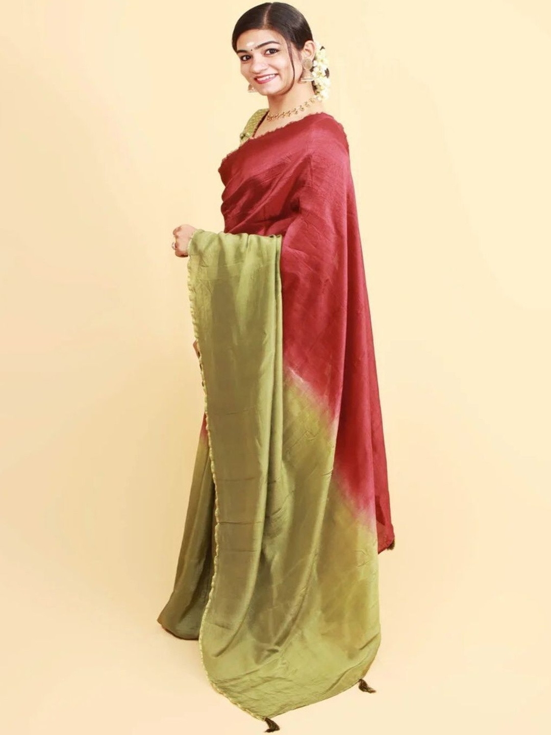 DISHA CREATIONZ Ombre Dyed Tissue Festive Saree